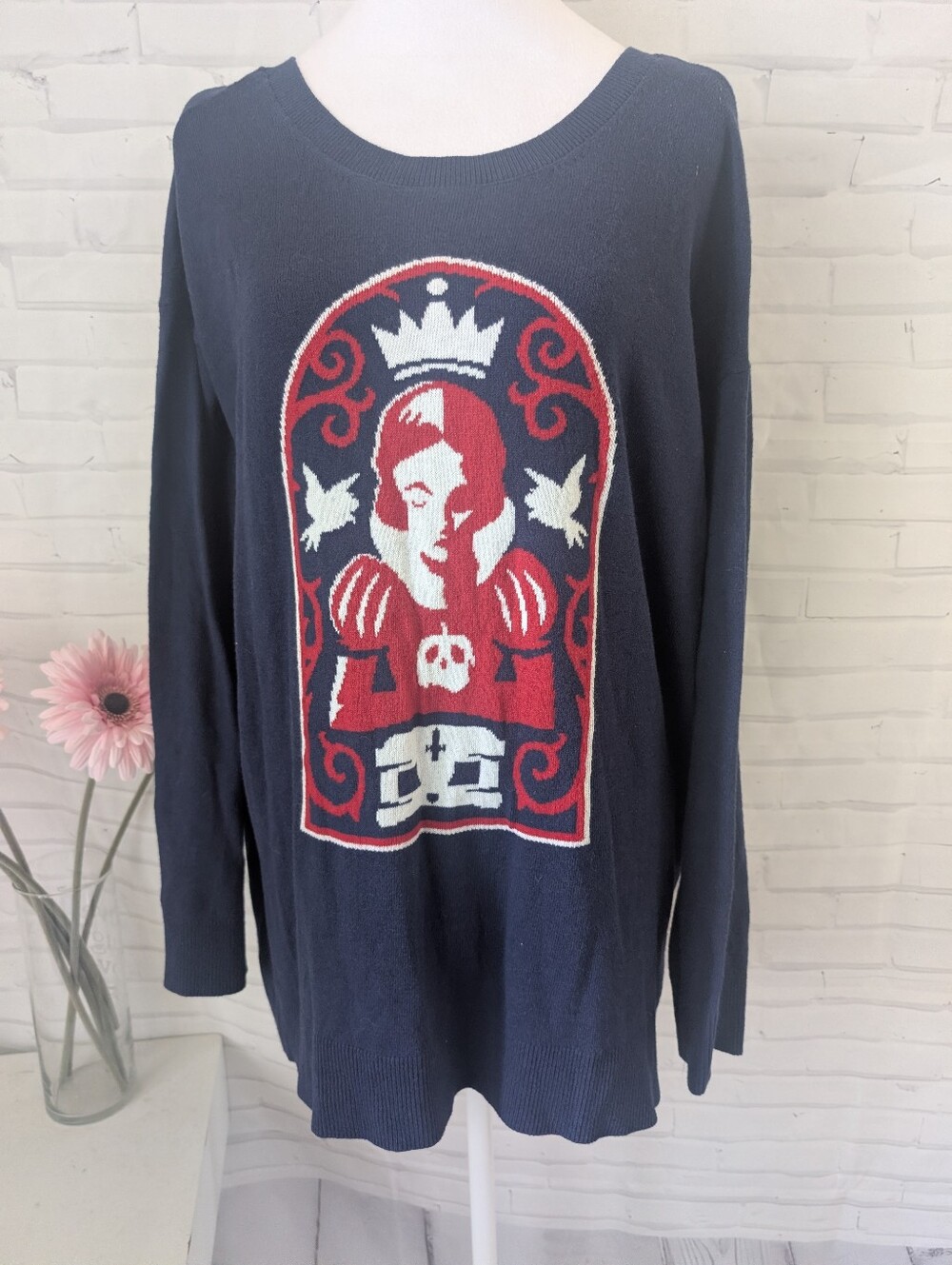 Torrid - Disney Navy Knit Sweatshirt with Red & White Snow White Graphic
